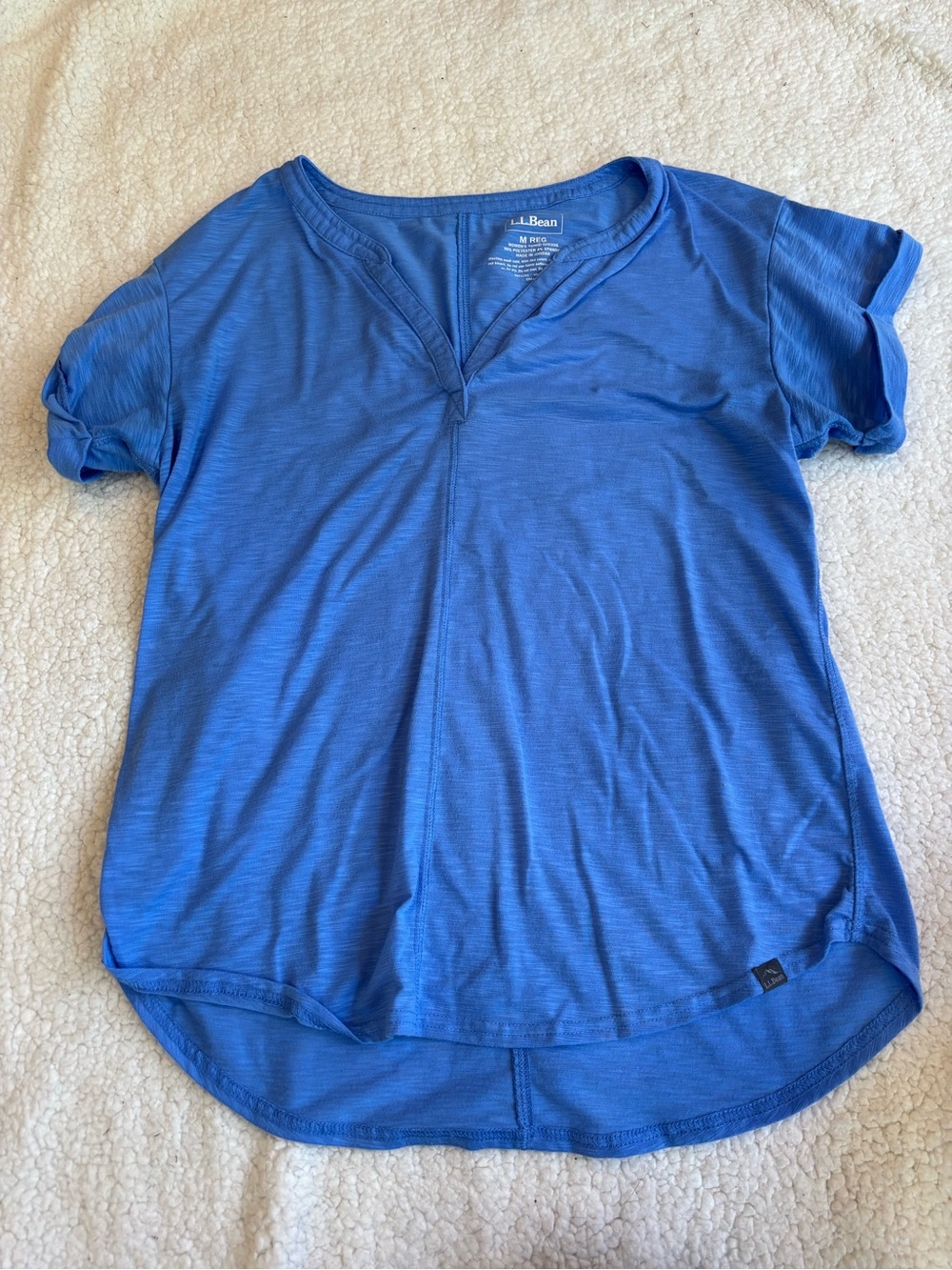 L.L. Bean Bright Blue Short Sleeve V-Neck Women's Tee